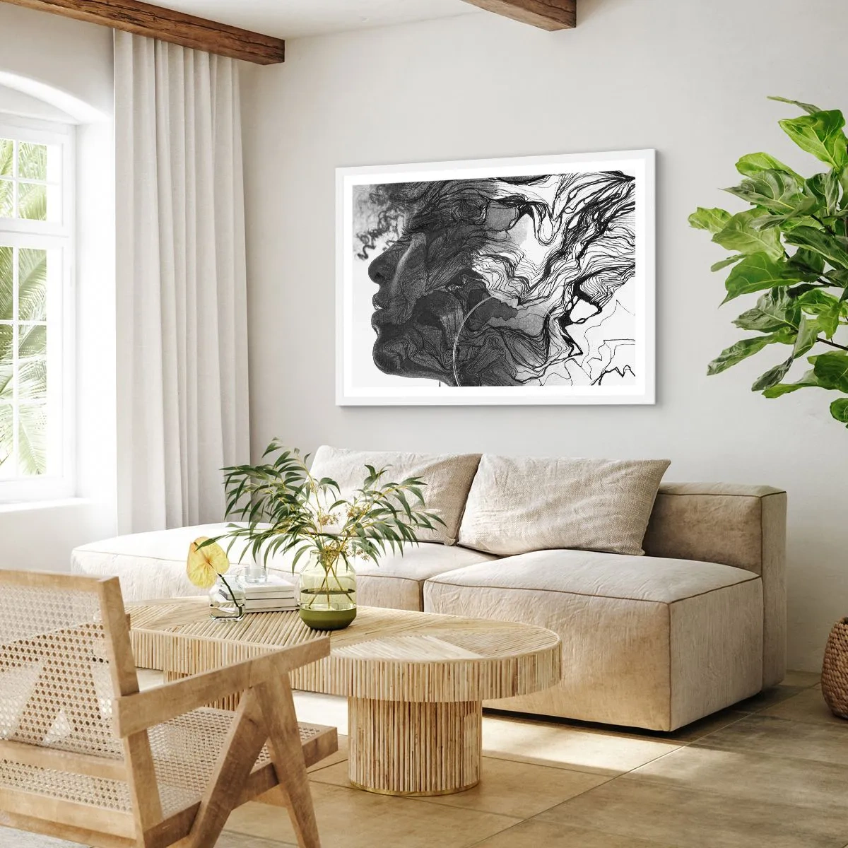 Plakát v bílém rámu - Zapletená ve snech - 100x70 cm