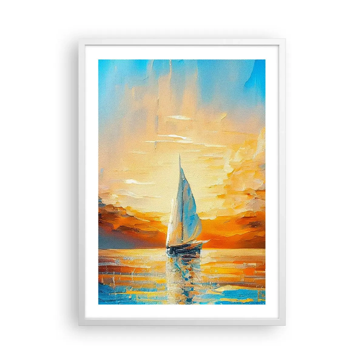 Plakát v bílém rámu - Plavba ve zlatě - 50x70 cm