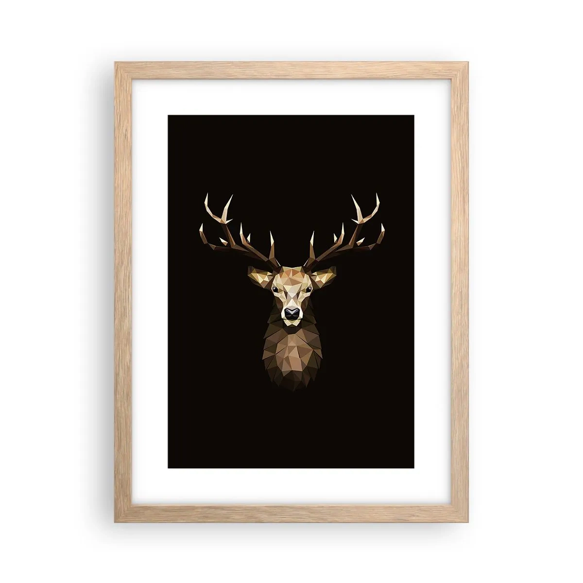 Plakát v rámu světlý dub - Kubistický jelen - 30x40 cm