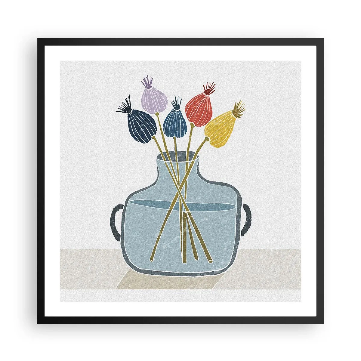 Plakát v černém rámu - Makové květy - 60x60 cm