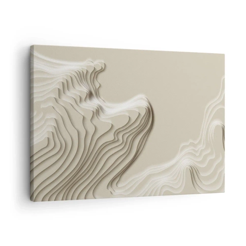 Obraz na plátně - Abstraktní vzor v odstínech béžové s lineárním efektem. - 70x50cm - Topografie umění - Moderní nástěnná dekorace do obývacího pokoje a ložnice ARTTOR