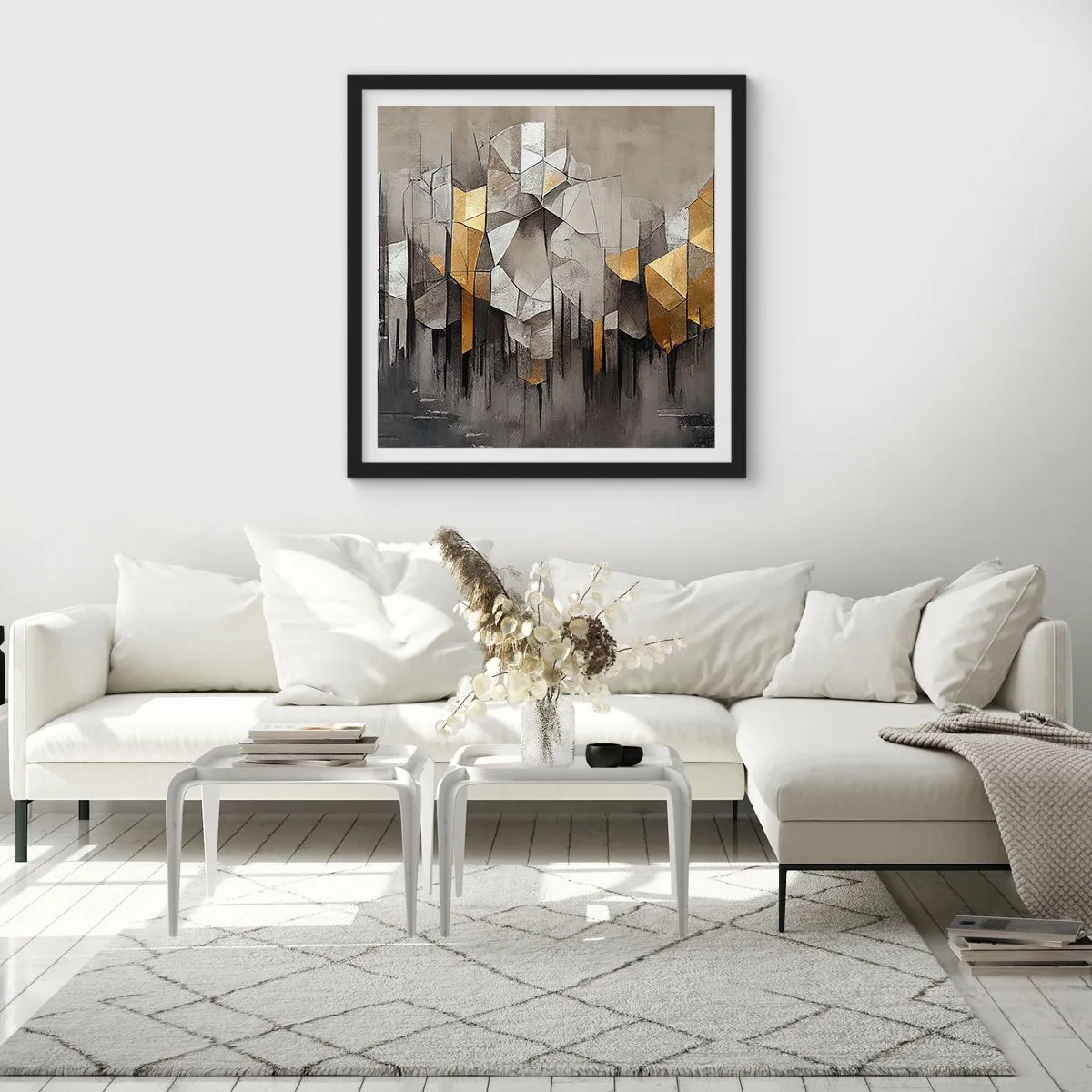 Plakát v černém rámu - Kompozice z ledu a světla - 60x60 cm