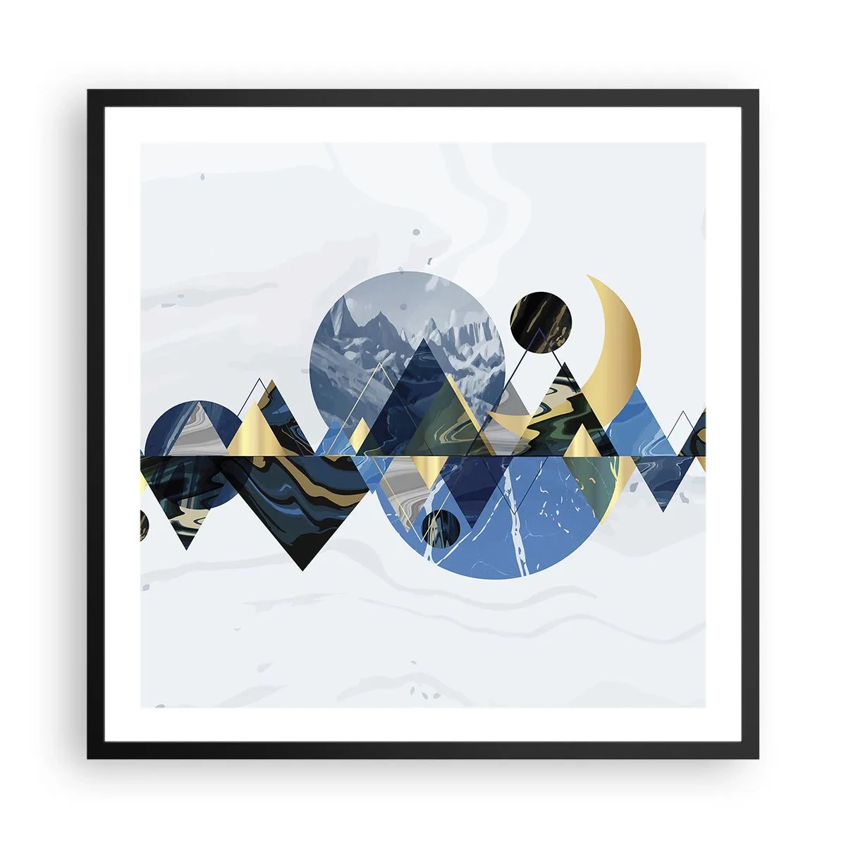 Plakát v černém rámu - Geometrická krajina - 60x60 cm