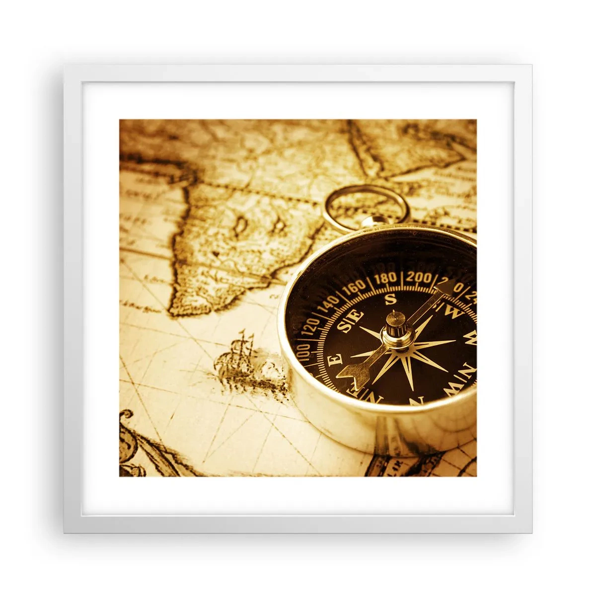 Plakát v bílém rámu - Na východ nebo na západ? - 40x40 cm