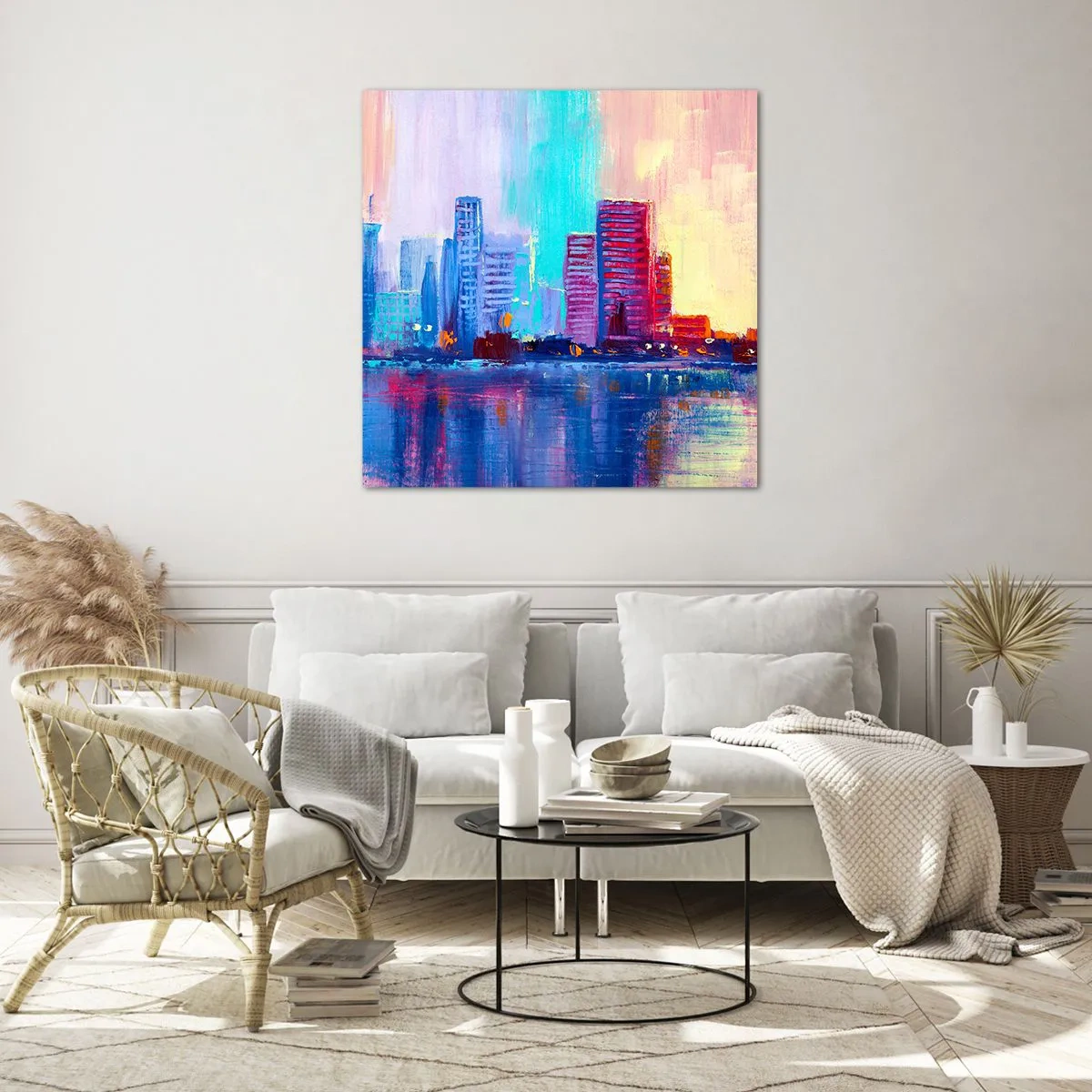 Obraz na skle - Vykoupané v barvách - 60x60 cm