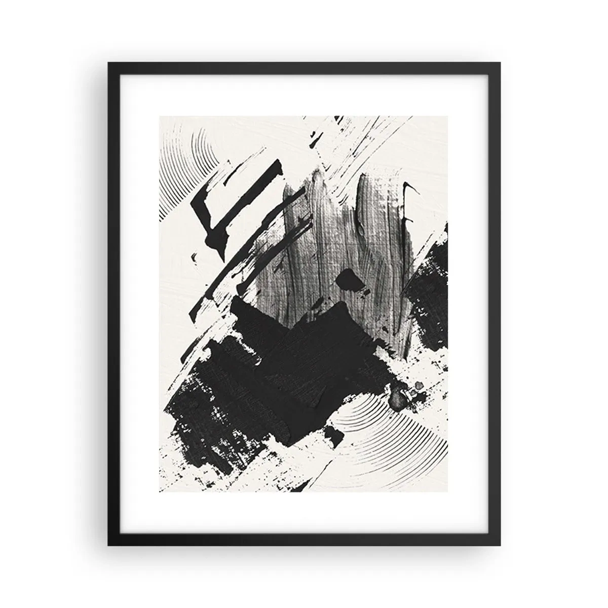 Plakát v černém rámu - Abstrakce – exprese černé - 40x50 cm