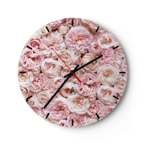 Nástěnné hodiny - Hustá kytice světle růžových růží v plném květu - 30x30cm - Vydlážděná růžemi - Moderní nástěnná dekorace do obývacího pokoje, kuchyně a ložnice ARTTOR