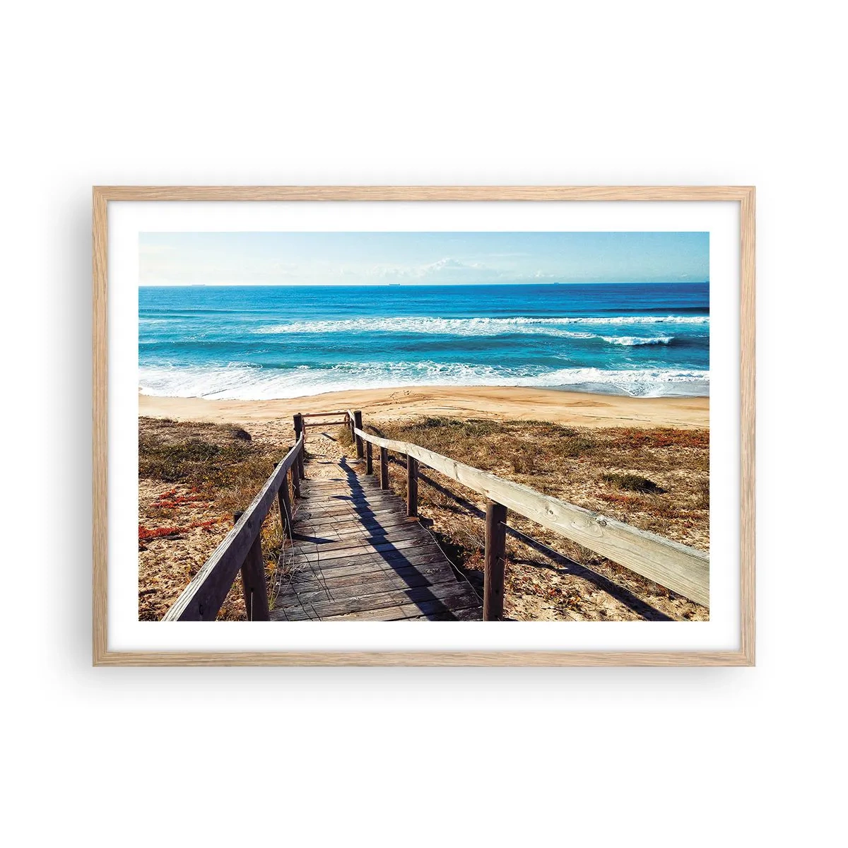 Plakát v rámu světlý dub - Běž! - 70x50 cm