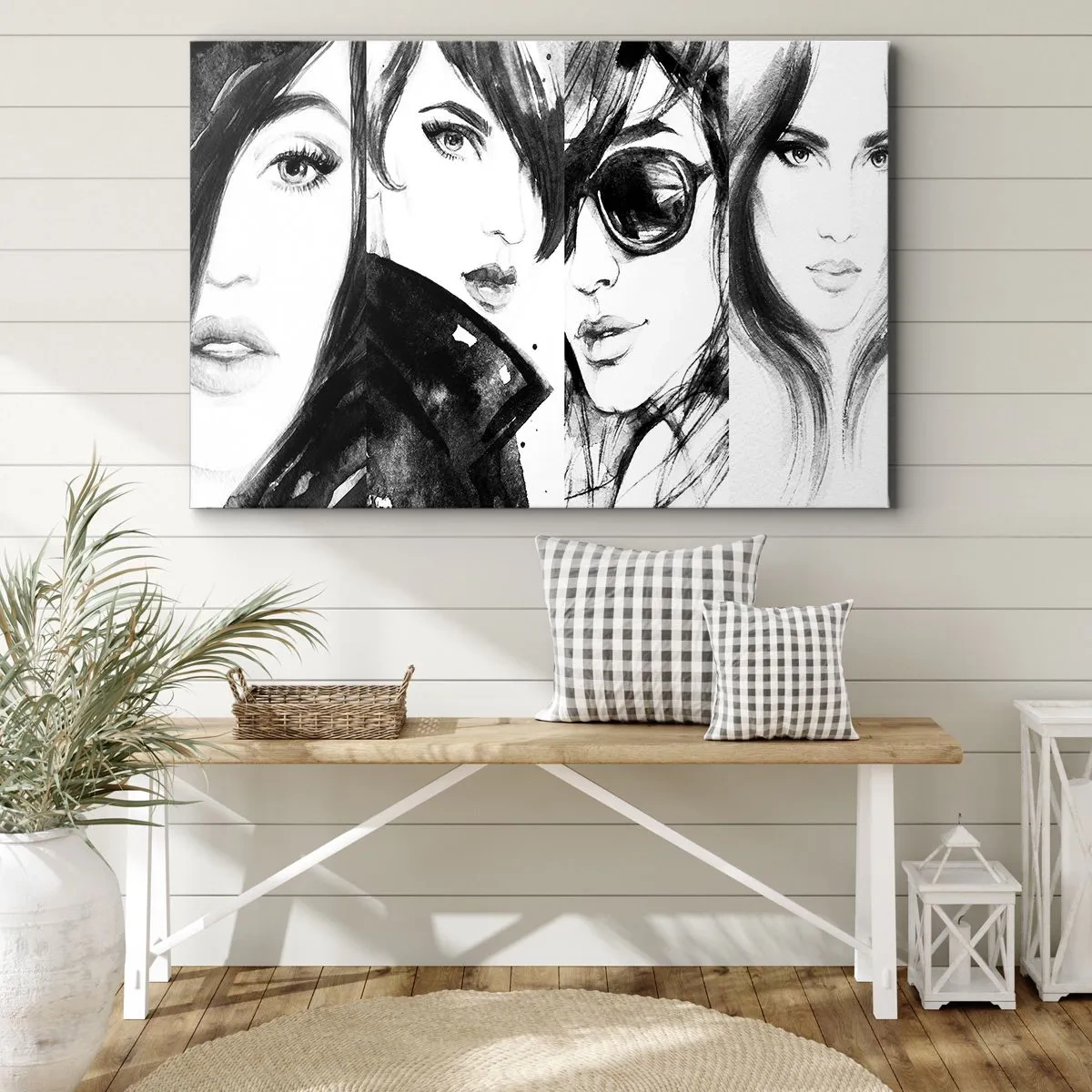 Obraz na plátně - Stylové portréty žen v monochromatických tónech - 70x50cm - Znásobená krása - Moderní nástěnná dekorace do obývacího pokoje a ložnice ARTTOR