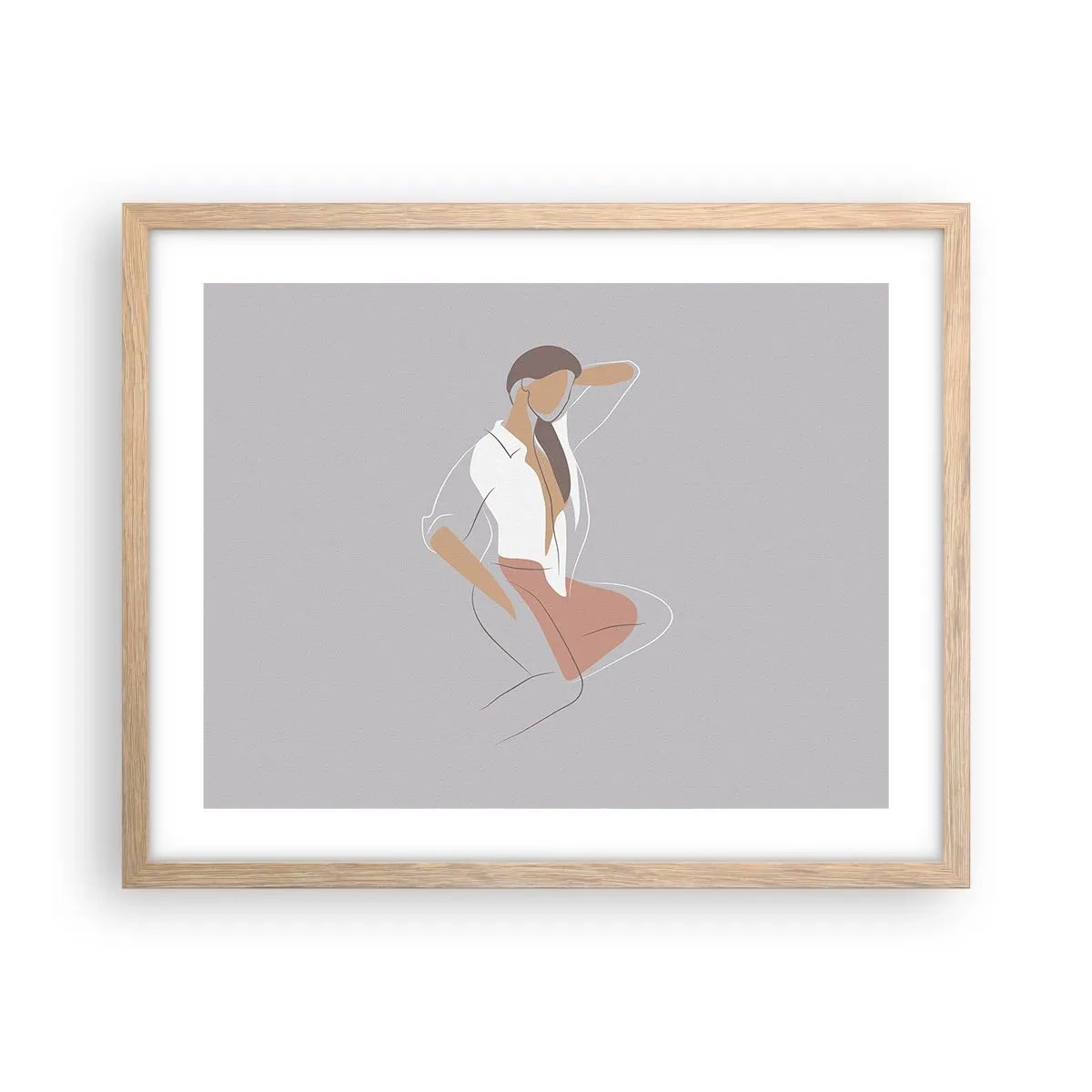 Plakát v rámu světlý dub - Obrys půvabu - 50x40 cm