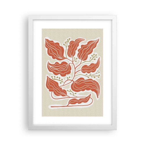 Plakát v bílém rámu - Lidově a korálově - 30x40 cm