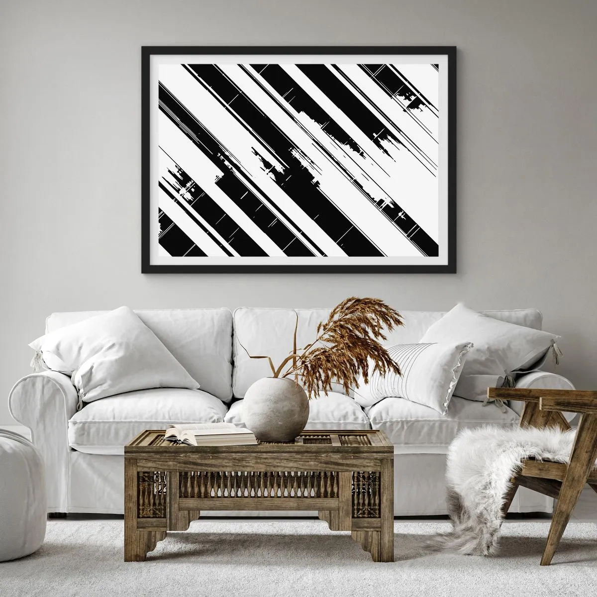 Plakát v černém rámu - Intenzivní a dynamická kompozice - 100x70 cm