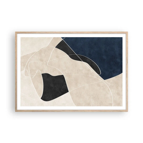 Plakát v rámu světlý dub - Abstraktní kompozice – kontrast barev - 100x70 cm