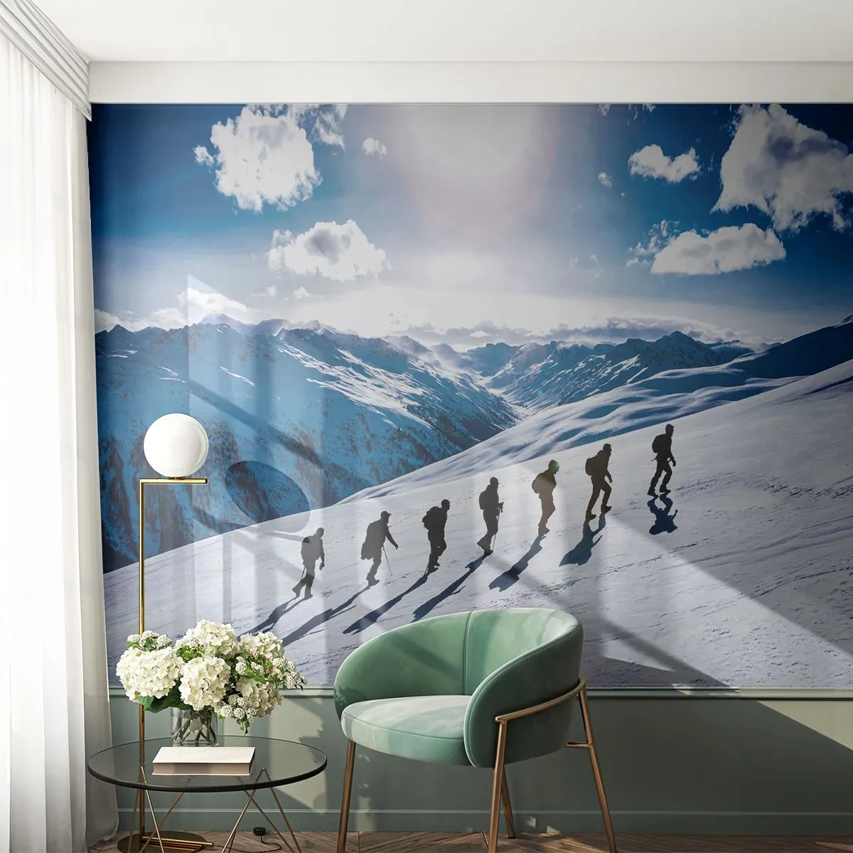 Fototapeta Premium Canvas - Tým dobývatelů - Horská túra, Krajina, Alpy - 250x175 cm