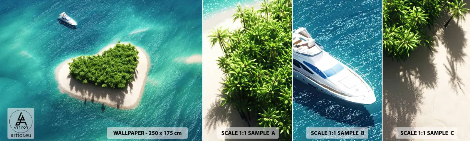 Vzor Fototapety Samolepicí Deluxe Sticker - Miluji léto - Krajina, Ostrov V Oceánu, Jachta - 100x30 cm