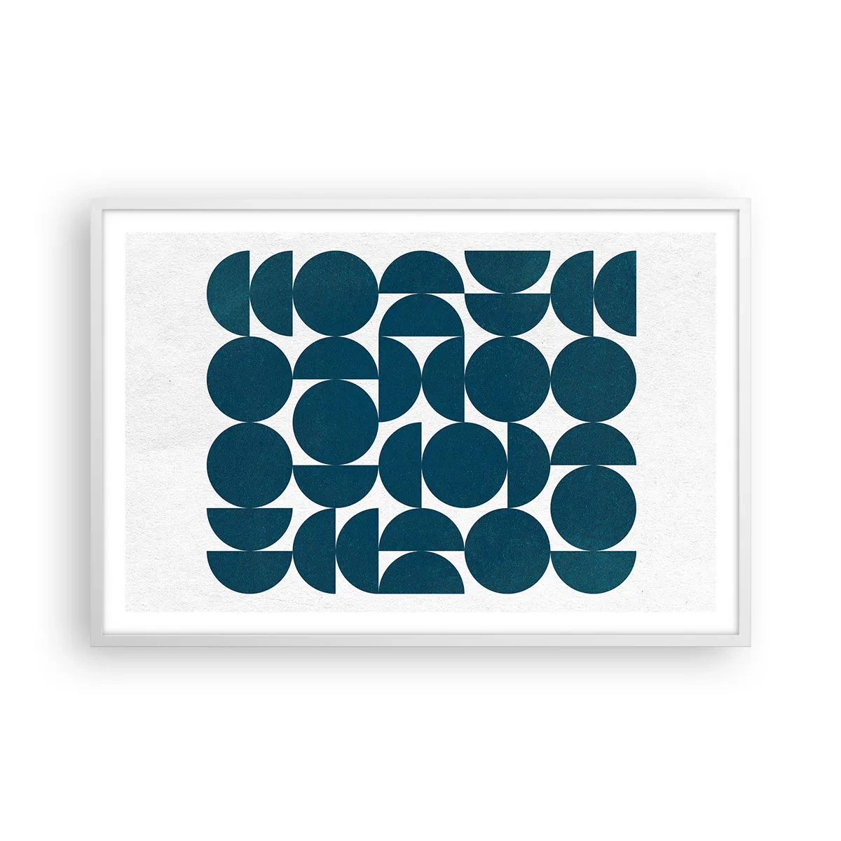 Plakát v bílém rámu - Kruhy a půlkruhy - 91x61 cm