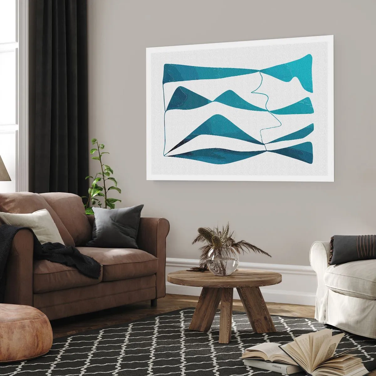 Plakát - Abstrakce: tyrkysový vztah - 100x70 cm