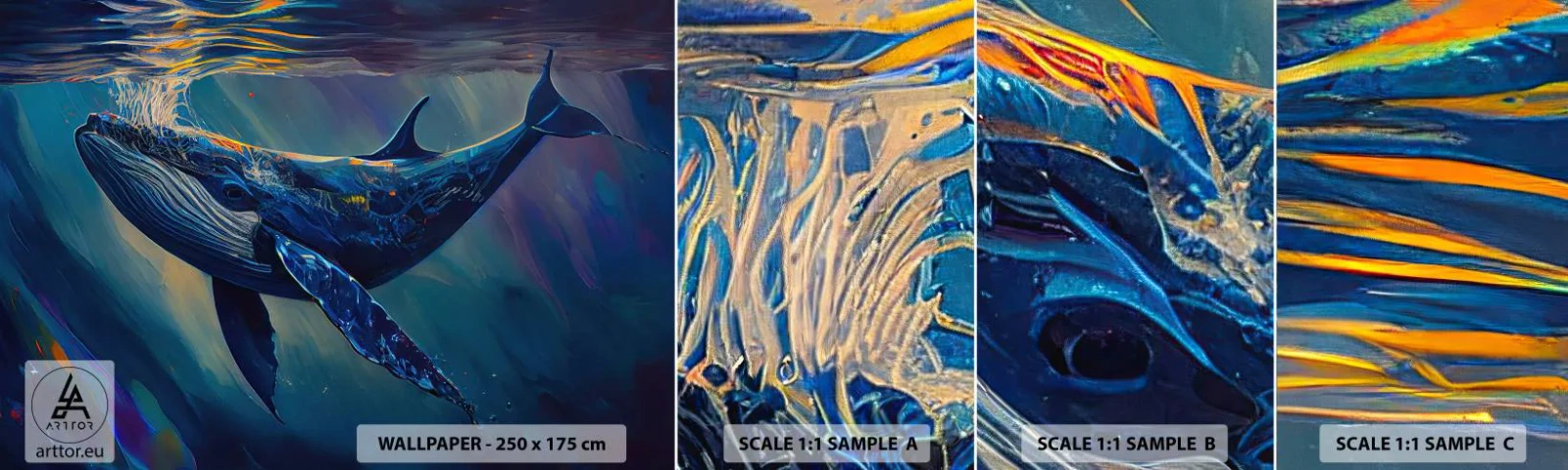 Vzor Fototapety Samolepicí Deluxe Sticker - Vítej v mém světě - Velryba, Oceán, Pod vodou - 100x30 cm