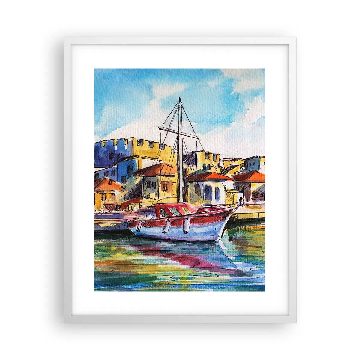 Plakát v bílém rámu - Duhové odpoledne - 40x50 cm