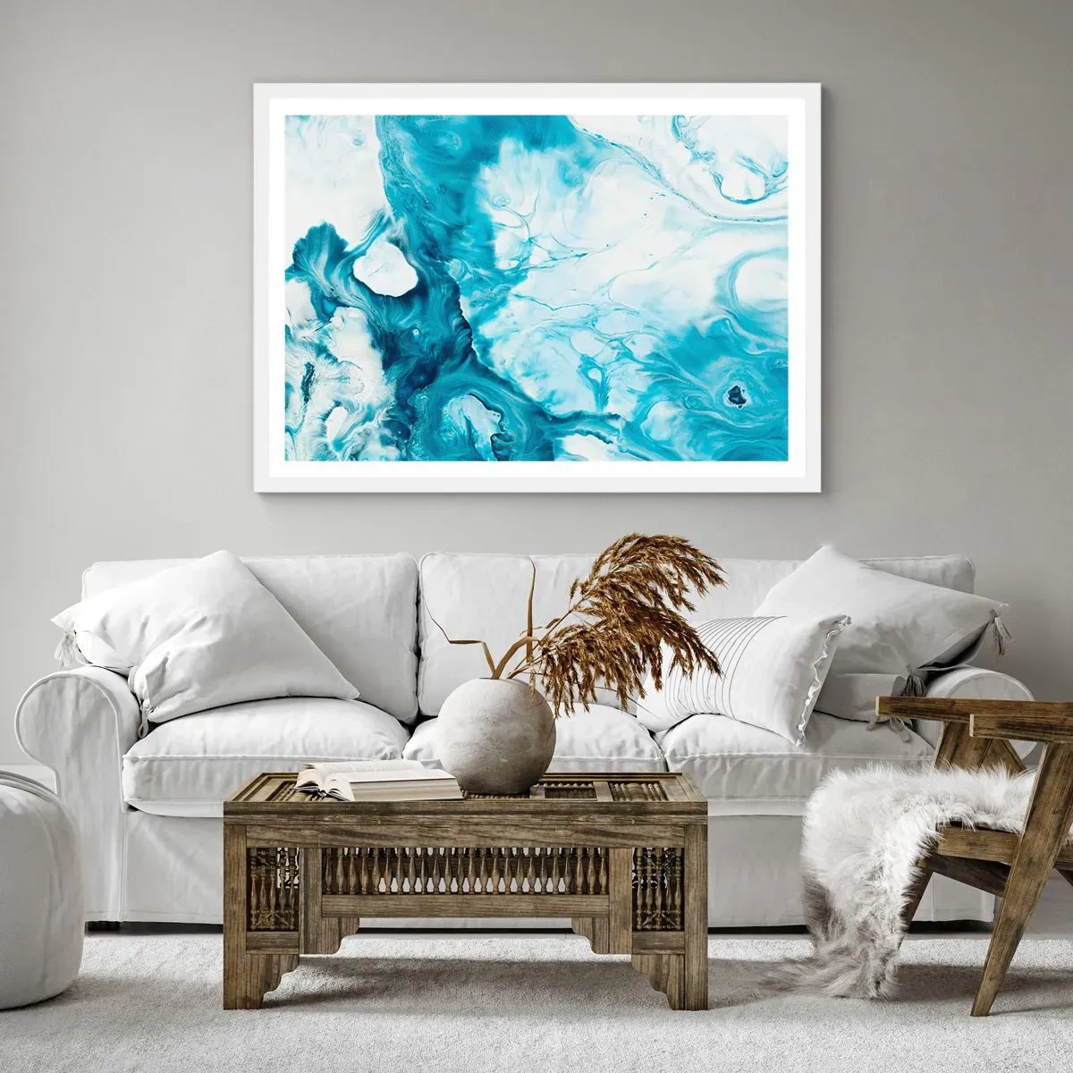 Plakát v bílém rámu - Modrý koncert - 91x61 cm