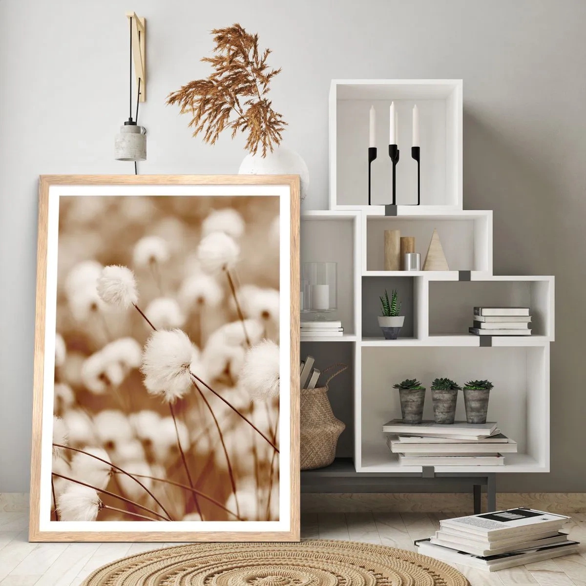 Plakát v rámu světlý dub - Chlupatý lán - 70x100 cm