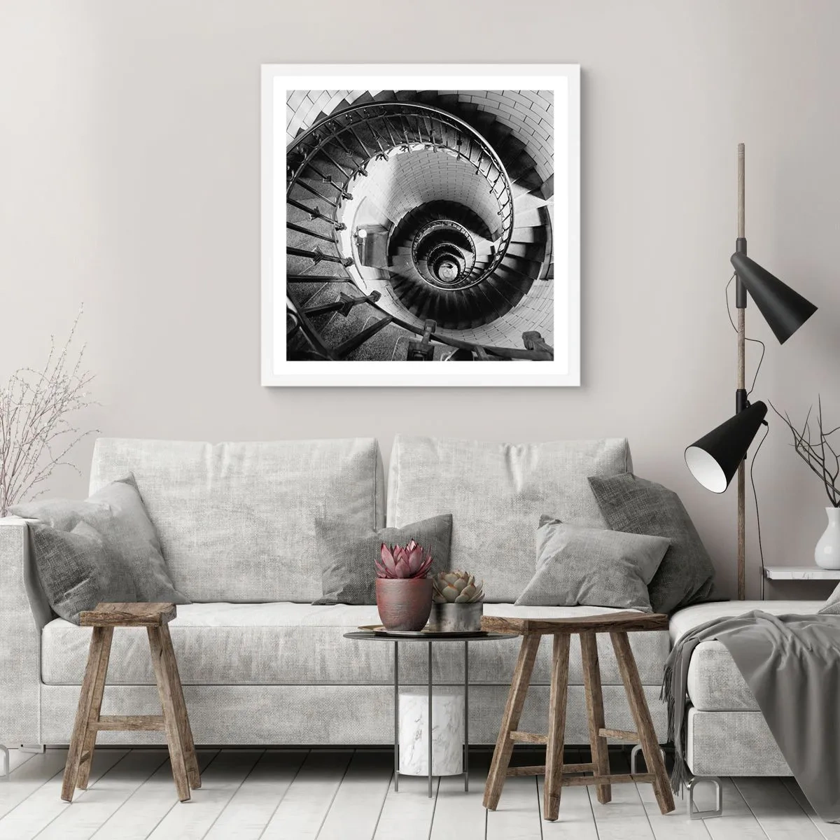 Plakát v bílém rámu - Jen výš a výš - 60x60 cm