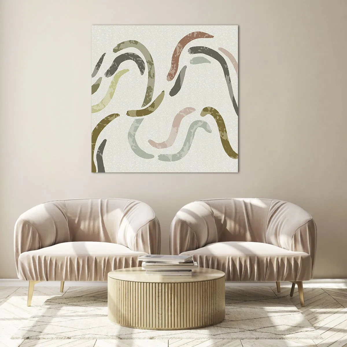 Obraz na skle - Radostný tanec abstrakce - 60x60 cm