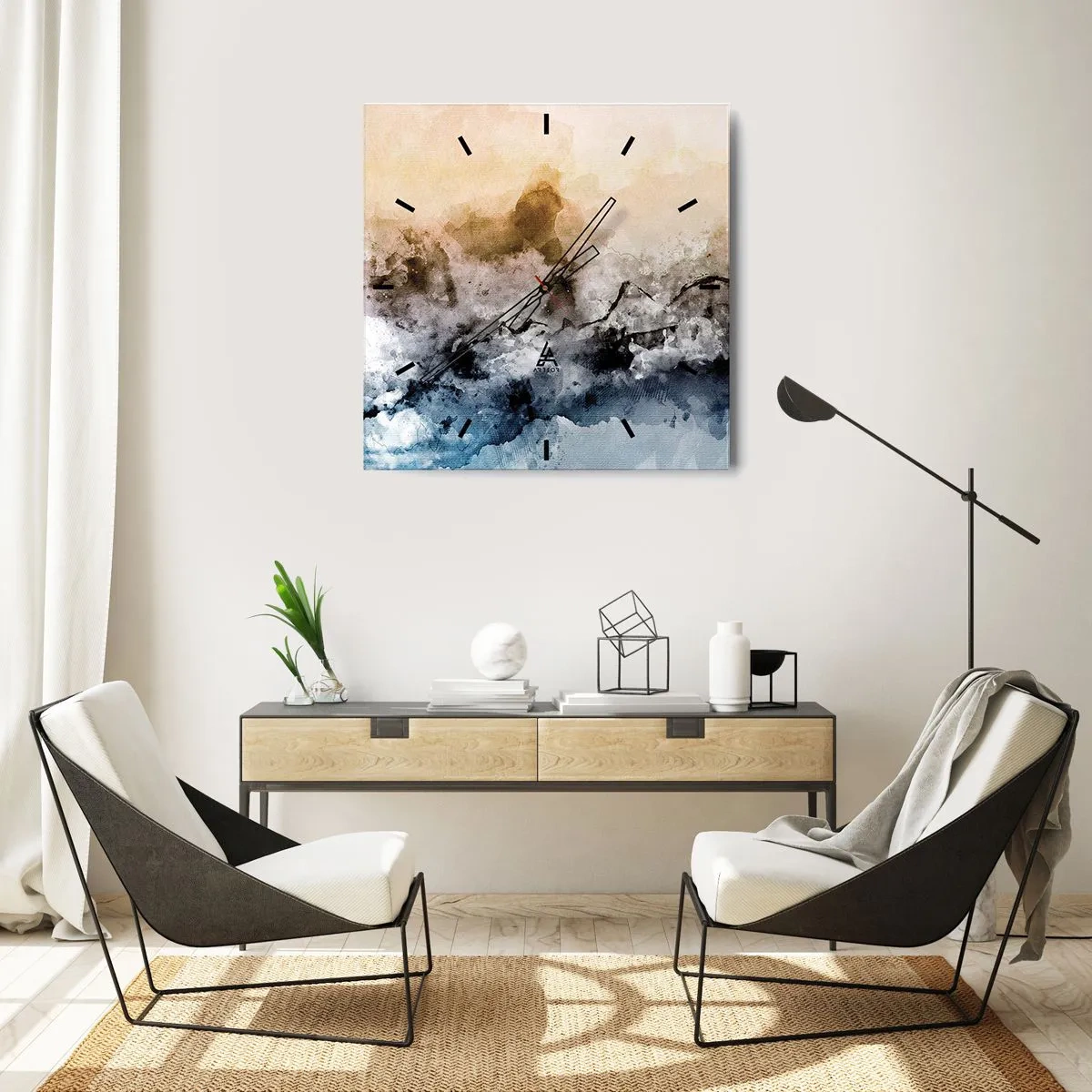 Nástěnné hodiny - Ponořené do mračna mlhy - 40x40 cm