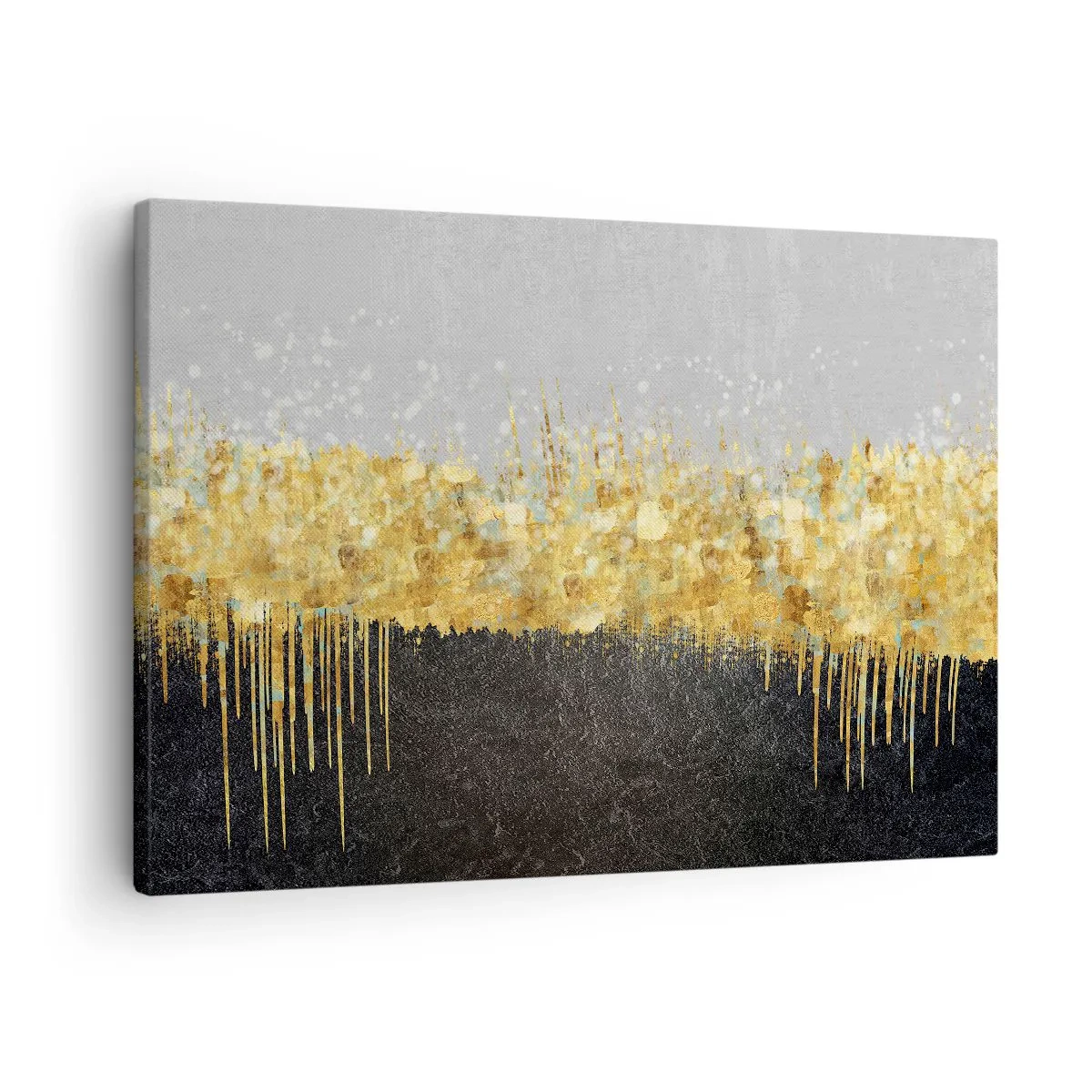 Obraz na plátně - Abstraktní kompozice v odstínech zlaté a černé - 70x50cm - Dovnitř a vzhůru - Moderní nástěnná dekorace do obývacího pokoje a ložnice ARTTOR