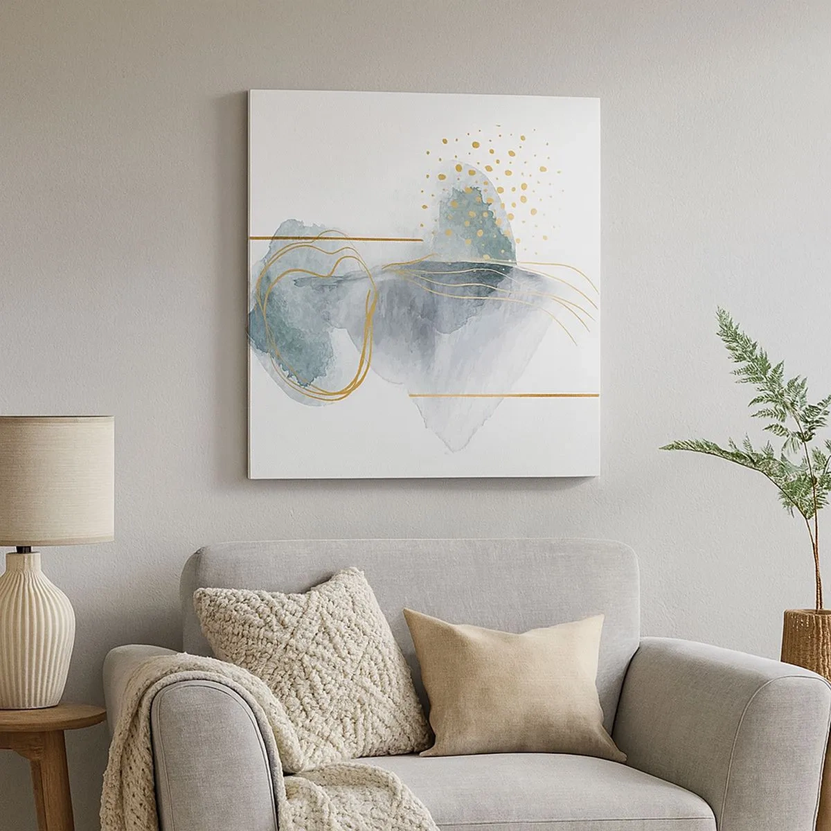 Obraz na plátně - O vztahu mezi šedou a zlatou - 30x30 cm