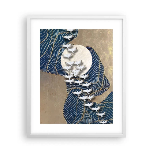 Plakát v bílém rámu - Svoboda, putování, společenství - 40x50 cm