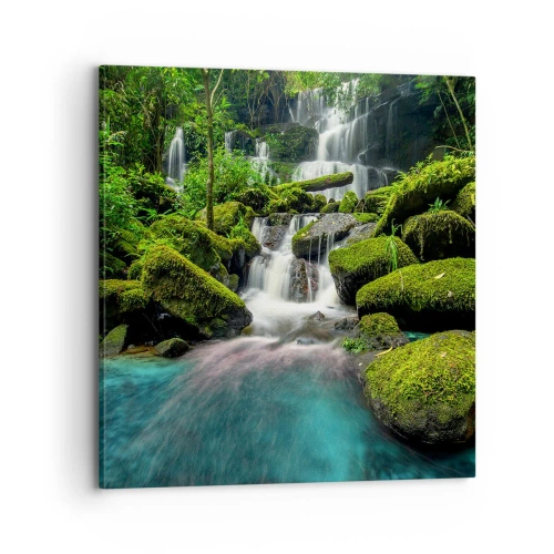 Obraz na plátně - Tyrkys, safíry a tekuté stříbro - 70x70 cm