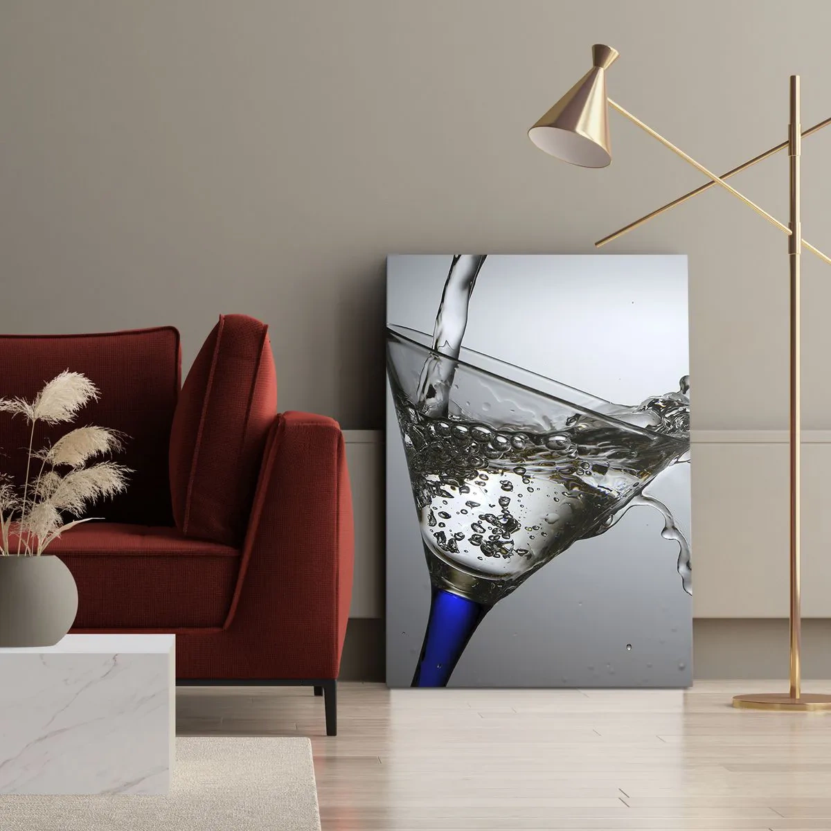Obraz na plátně - Křišťálová voda v křišťálovém skle - 45x80 cm