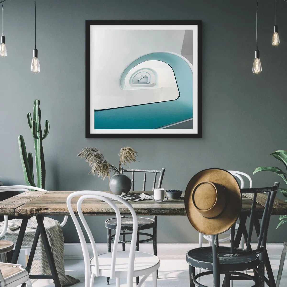 Plakát v černém rámu - Na dno modré - 60x60 cm