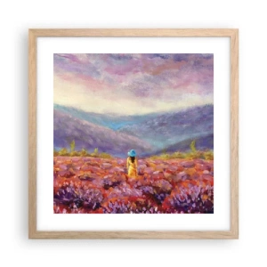 Plakát v rámu světlý dub - V levandulovém světě - 40x40 cm
