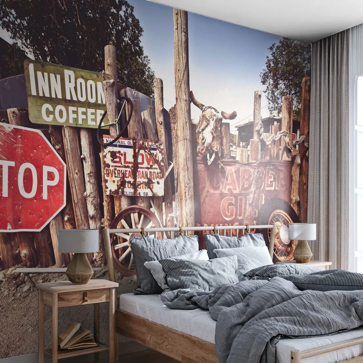 Fototapeta Samolepicí Deluxe Sticker - A čas se zastavil - Dopravní značka, Cesta 66, USA - 250x175 cm