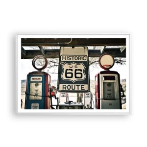 Plakát v bílém rámu - Americká retro cesta - 100x70 cm