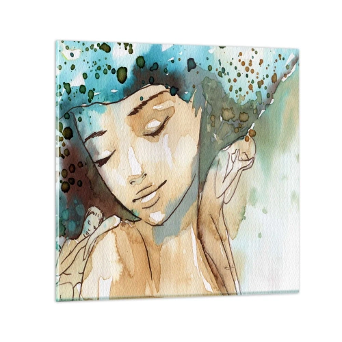 Obraz na skle - Lady in blue - 60x60 cm