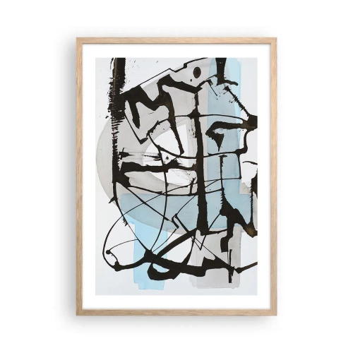 Plakát v rámu světlý dub - Přesto modrá - 50x70 cm