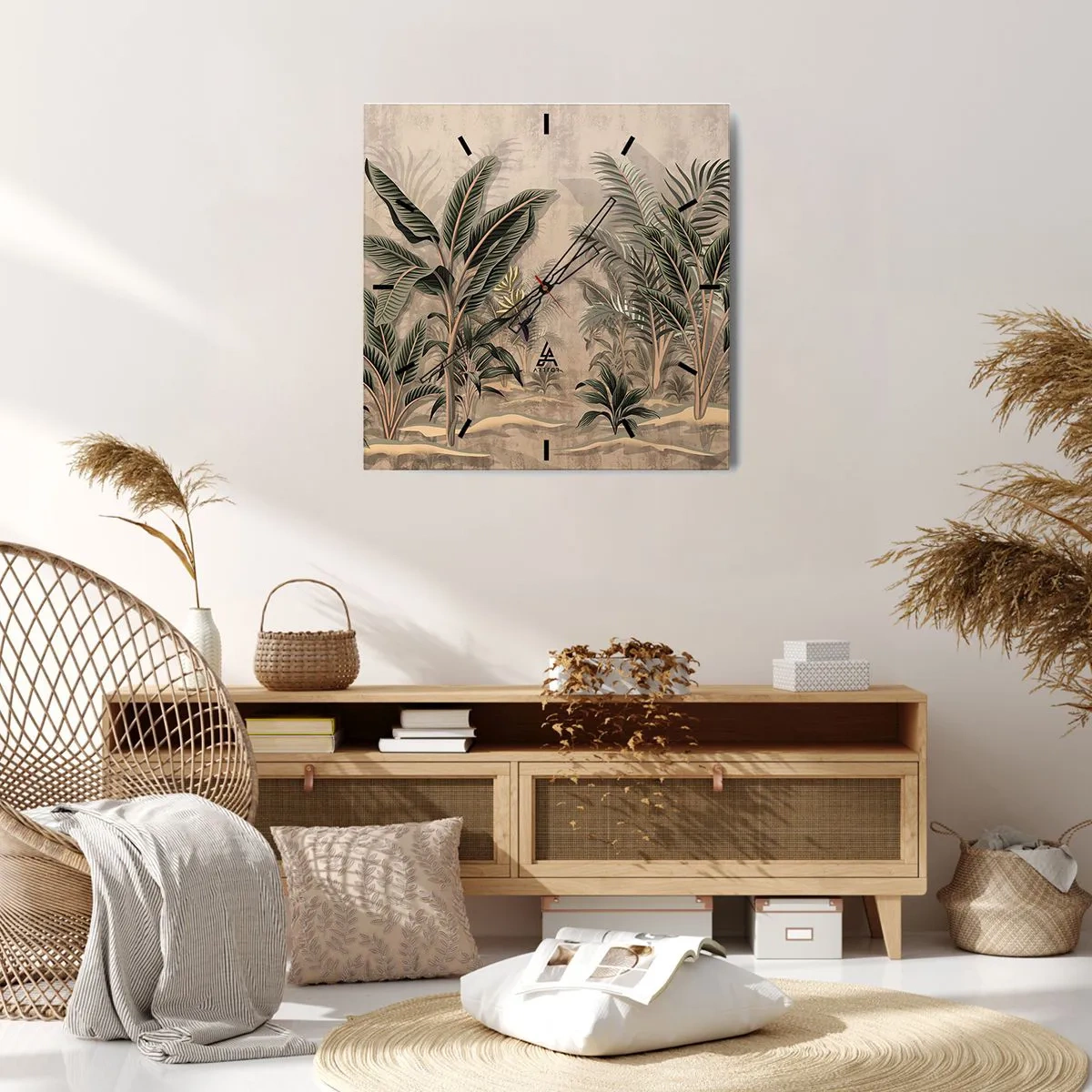 Nástěnné hodiny - Rytina v koloniálním stylu - 40x40 cm