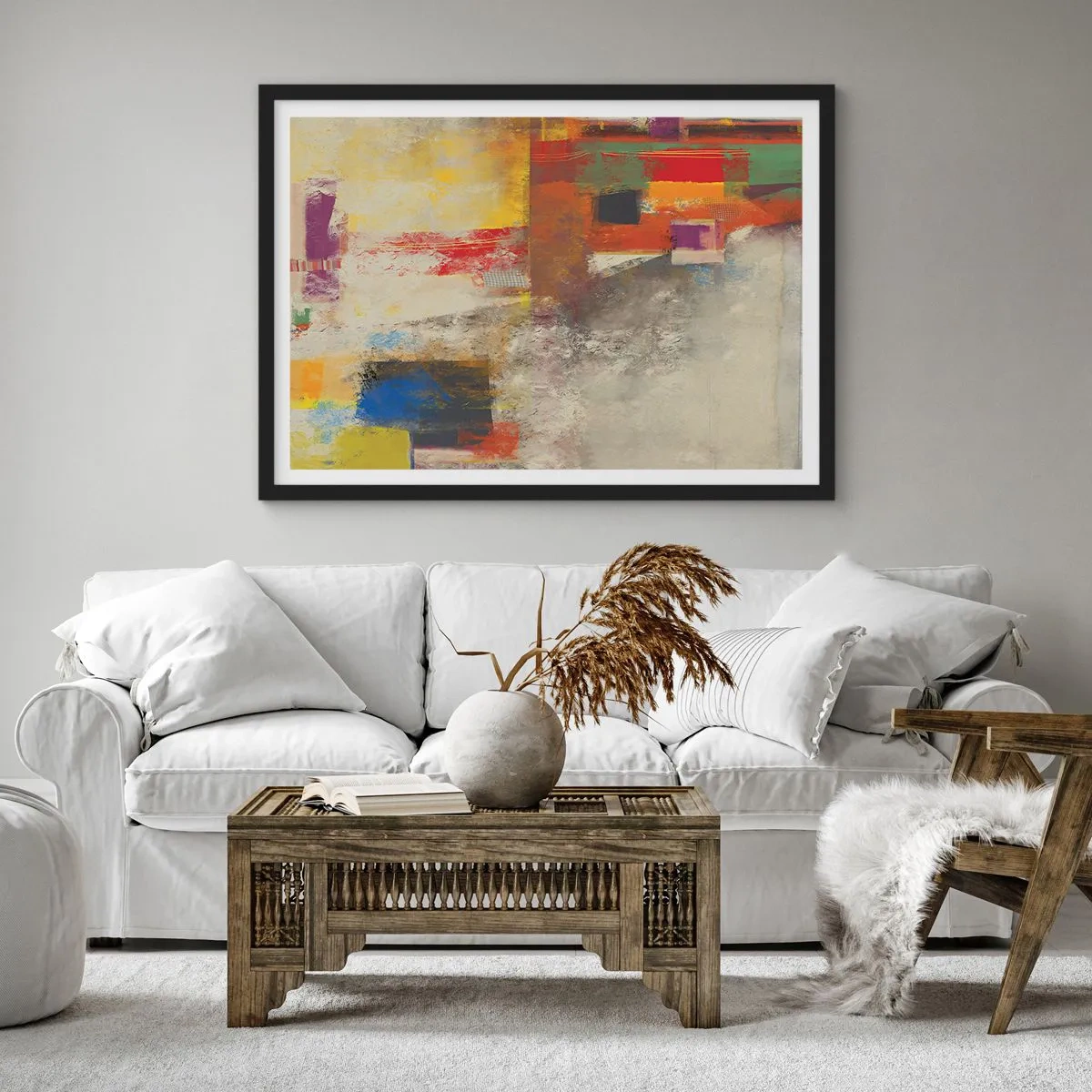 Plakát v černém rámu - Geometrie barev - 50x40 cm