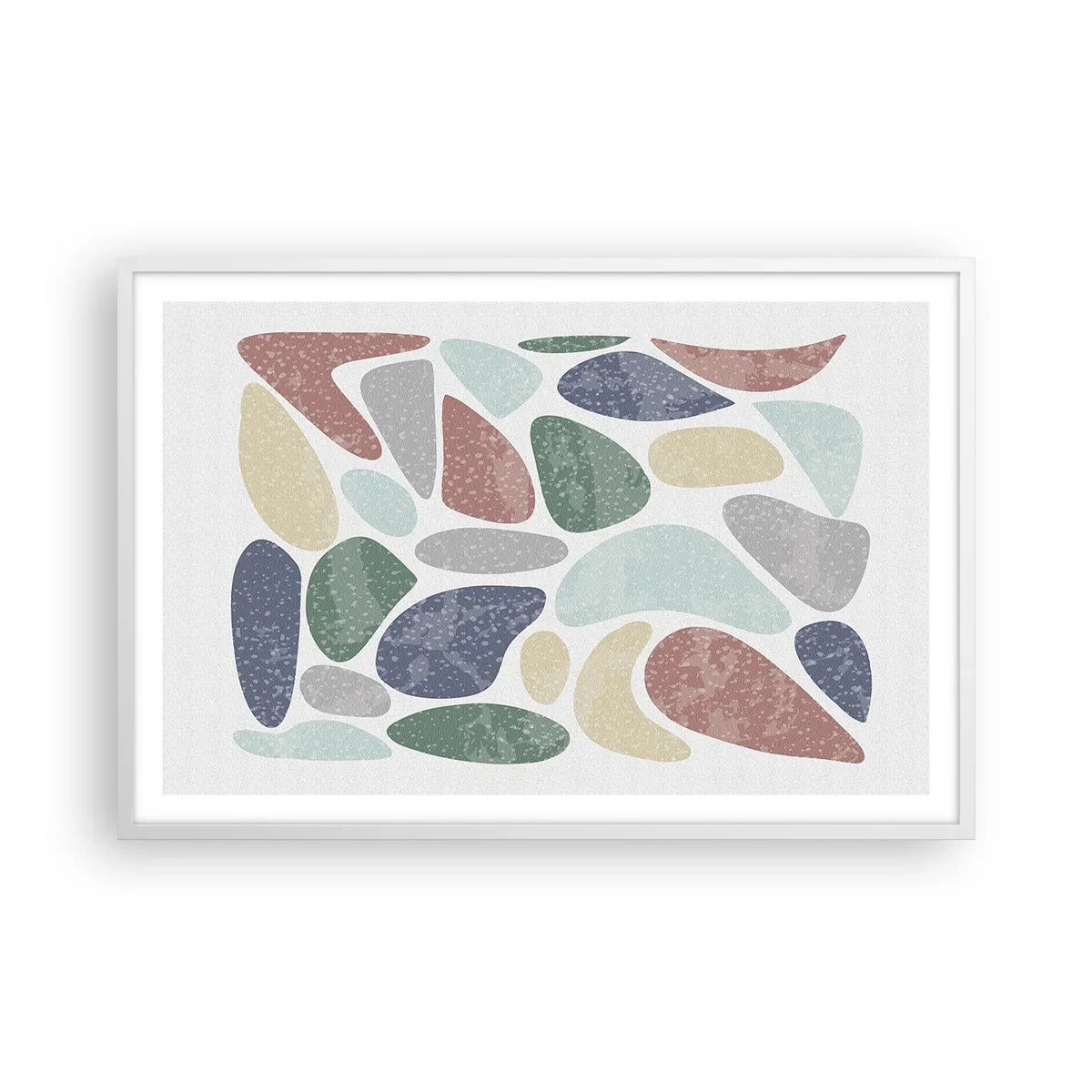Plakát v bílém rámu - Mozaika práškových barev - 91x61 cm