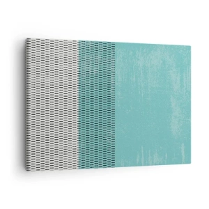 Obraz na plátně - Geometrická kompozice s tyrkysovou a liniemi - 70x50cm - Vyvážená kompozice - Moderní nástěnná dekorace do obývacího pokoje a ložnice ARTTOR
