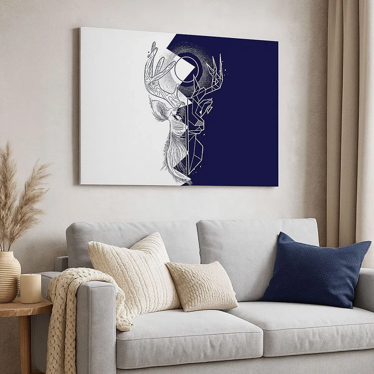 Obraz na plátně - Geometrie a příroda v symbolické kompozici - 70x50cm - Válka a jednota opaků - Moderní nástěnná dekorace do obývacího pokoje a ložnice ARTTOR