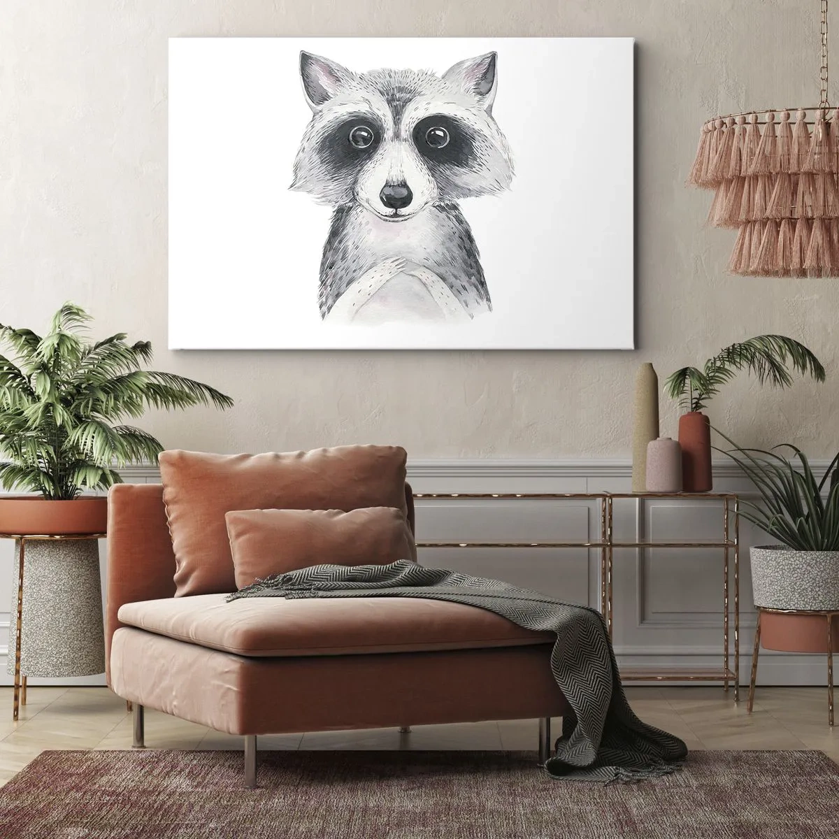 Obraz na plátně - Rozkošný portrét mývala na bílém pozadí - 70x50cm - Chvíle dojetí - Moderní nástěnná dekorace do obývacího pokoje a ložnice ARTTOR
