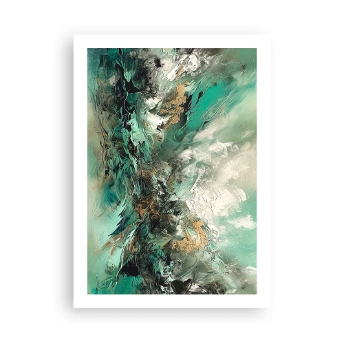 Plakát - Smaragdově černé vlnobití - 50x70 cm
