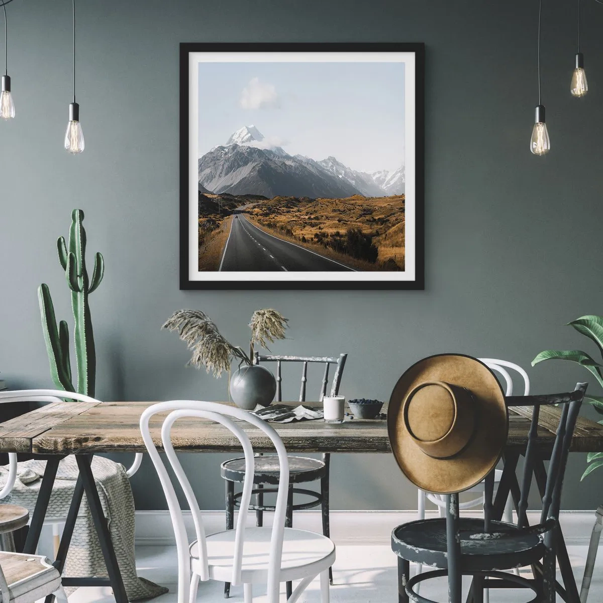 Plakát v černém rámu - Cesta do srdce hor - 40x40 cm