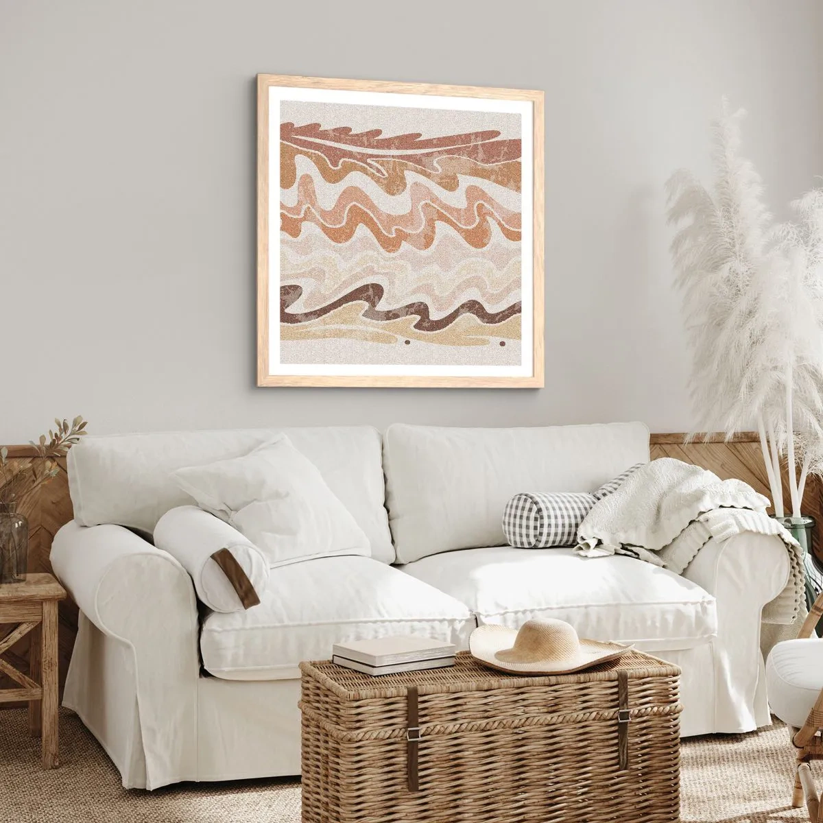 Plakát v rámu světlý dub - Dobrá energie – dobré emoce - 40x40 cm