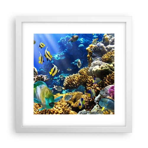 Plakát v bílém rámu - Velký provoz na prázdninové stezce - 30x30 cm