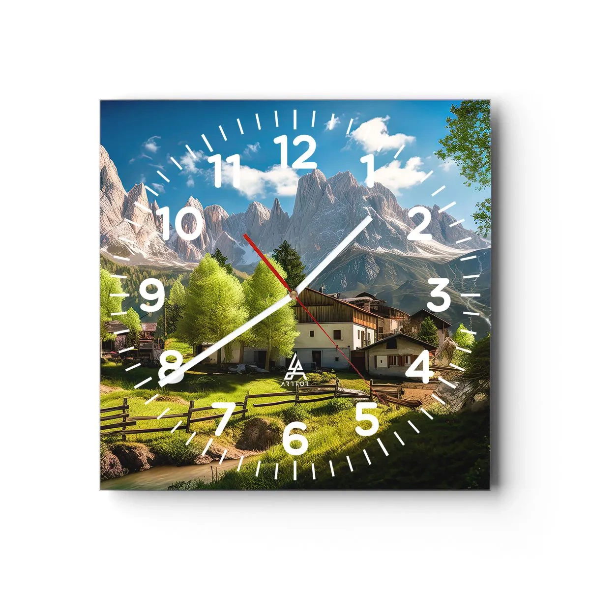 Nástěnné hodiny - Alpská idyla - 40x40 cm